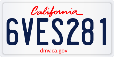 CA license plate 6VES281