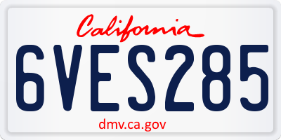 CA license plate 6VES285
