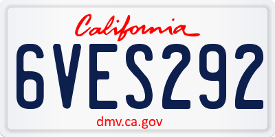 CA license plate 6VES292