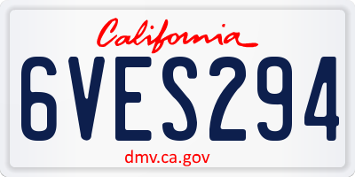CA license plate 6VES294