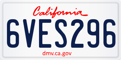 CA license plate 6VES296