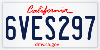 CA license plate 6VES297