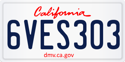 CA license plate 6VES303