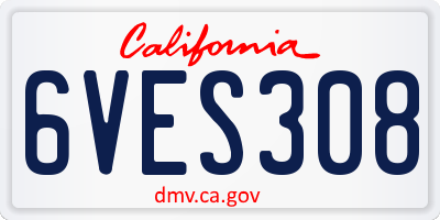 CA license plate 6VES308