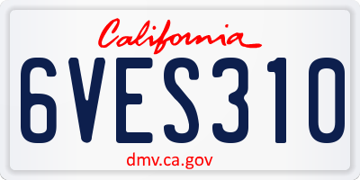 CA license plate 6VES310