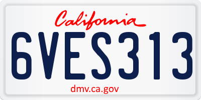 CA license plate 6VES313