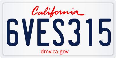 CA license plate 6VES315