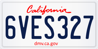 CA license plate 6VES327
