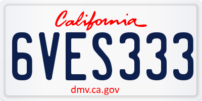 CA license plate 6VES333