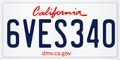 CA license plate 6VES340