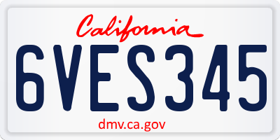 CA license plate 6VES345