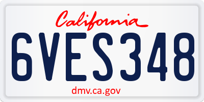 CA license plate 6VES348