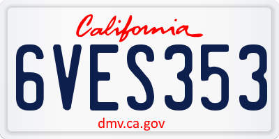 CA license plate 6VES353