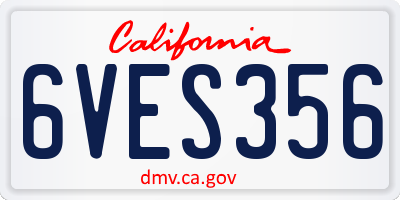 CA license plate 6VES356