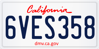 CA license plate 6VES358
