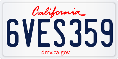 CA license plate 6VES359