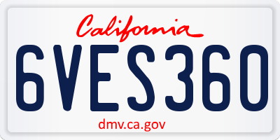 CA license plate 6VES360
