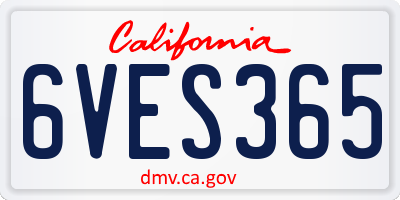 CA license plate 6VES365