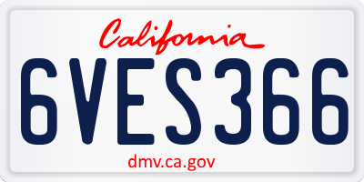 CA license plate 6VES366