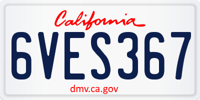 CA license plate 6VES367
