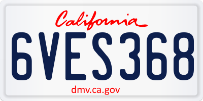 CA license plate 6VES368