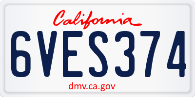 CA license plate 6VES374