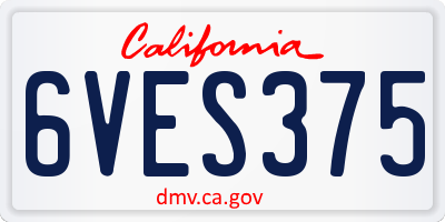 CA license plate 6VES375
