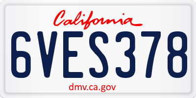 CA license plate 6VES378