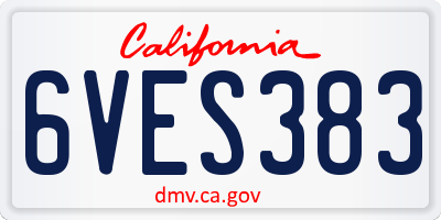 CA license plate 6VES383