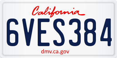 CA license plate 6VES384