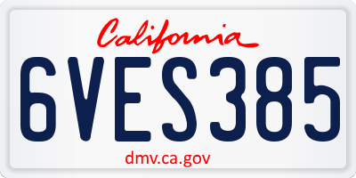 CA license plate 6VES385