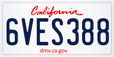 CA license plate 6VES388