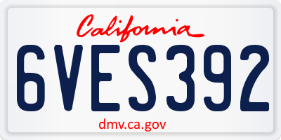 CA license plate 6VES392