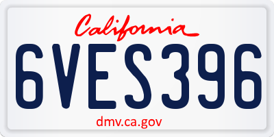 CA license plate 6VES396