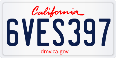 CA license plate 6VES397