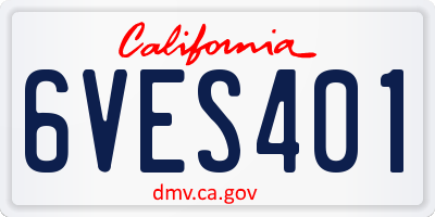 CA license plate 6VES401