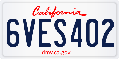 CA license plate 6VES402