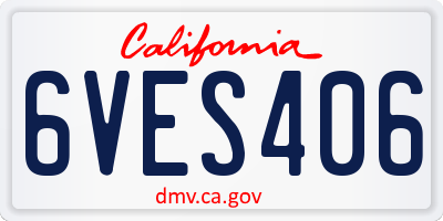 CA license plate 6VES406