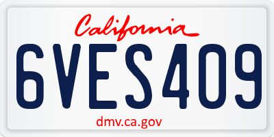 CA license plate 6VES409