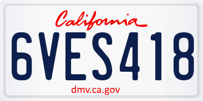 CA license plate 6VES418