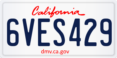 CA license plate 6VES429