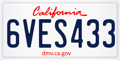 CA license plate 6VES433