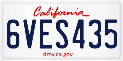 CA license plate 6VES435