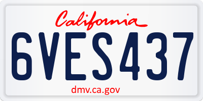 CA license plate 6VES437