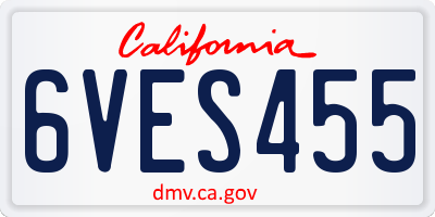 CA license plate 6VES455