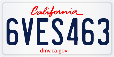 CA license plate 6VES463