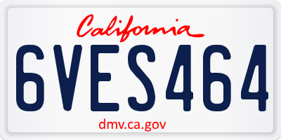 CA license plate 6VES464