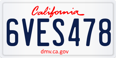 CA license plate 6VES478