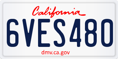CA license plate 6VES480