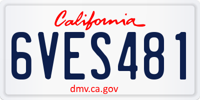 CA license plate 6VES481